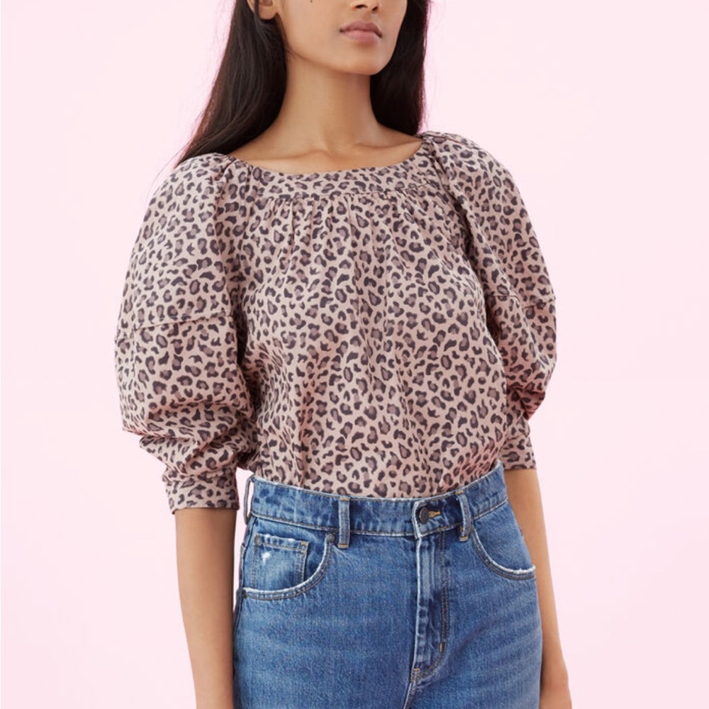 NWT La Vie Rebecca Taylor Ocelot Cheetah Blouse SMALL